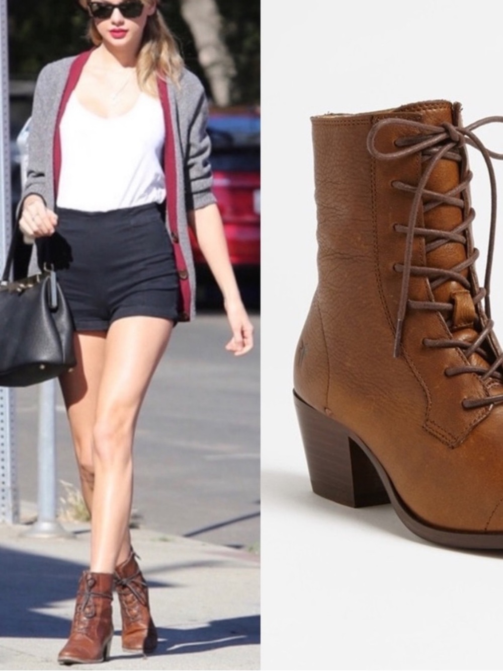 Frye Courtney lace-up ankle booties in Cognac Size 10 - Picture 2 of 8